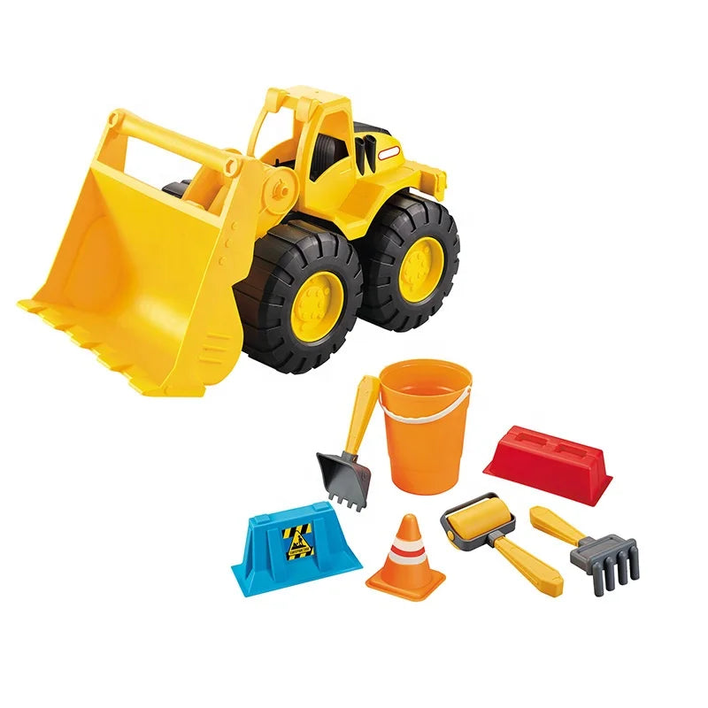 HKM-184851 Free Wheel Construction Truck Bulldozer Sand Toy Set for Kids Ages 2-4