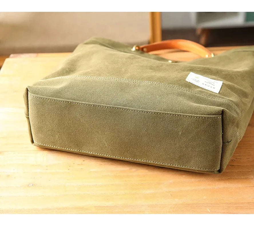 HKM-185107 Versatile Large Capacity Canvas Tote Bag in Olive Green and Royal Blue