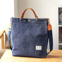 HKM-185107 Versatile Large Capacity Canvas Tote Bag in Olive Green and Royal Blue