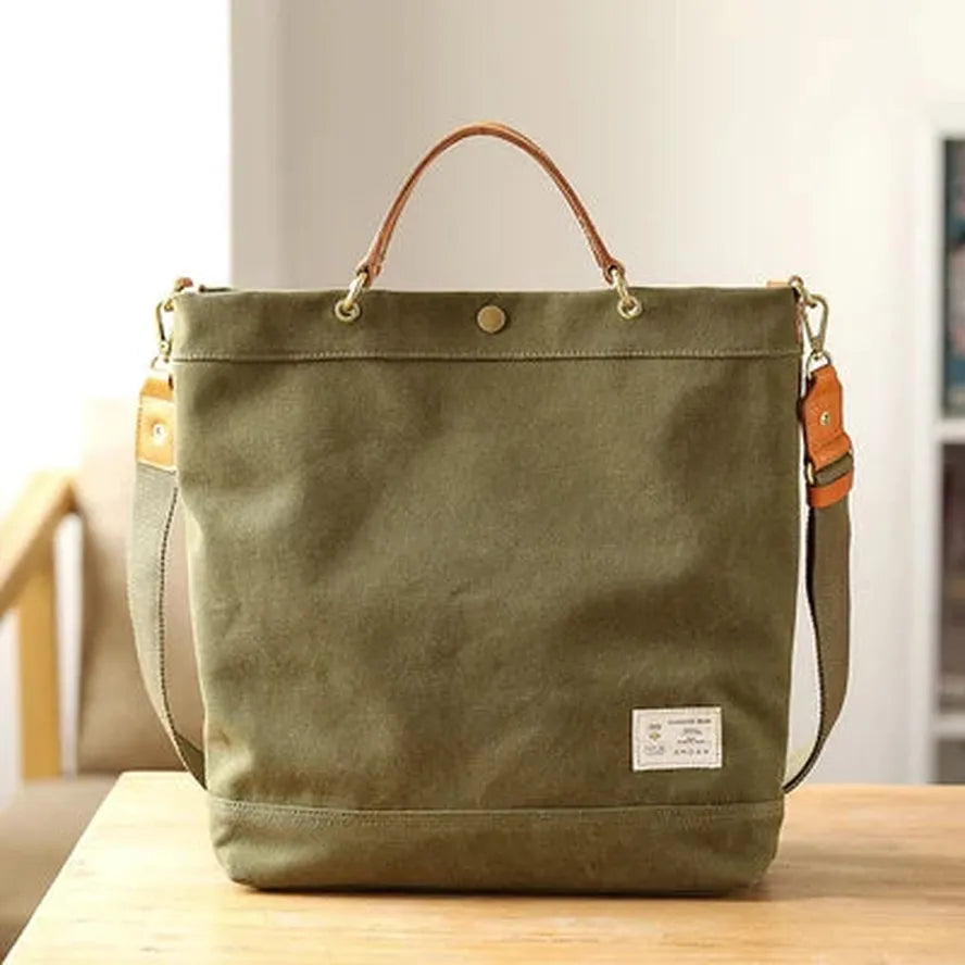 HKM-185107 Versatile Large Capacity Canvas Tote Bag in Olive Green and Royal Blue
