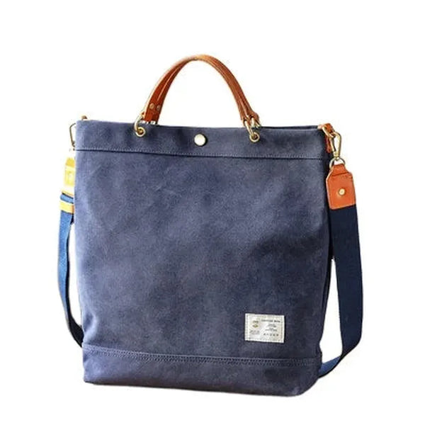 HKM-185107 Versatile Large Capacity Canvas Tote Bag in Olive Green and Royal Blue