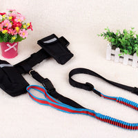 HKM-1851325 Cushioned Stretch Nylon Dog Leash with Hands-Free Design and Extra Storage Ring