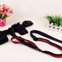 HKM-1851325 Cushioned Stretch Nylon Dog Leash with Hands-Free Design and Extra Storage Ring