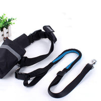 HKM-1851325 Cushioned Stretch Nylon Dog Leash with Hands-Free Design and Extra Storage Ring