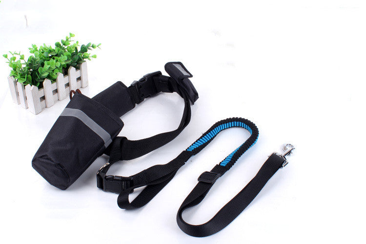 HKM-1851325 Cushioned Stretch Nylon Dog Leash with Hands-Free Design and Extra Storage Ring