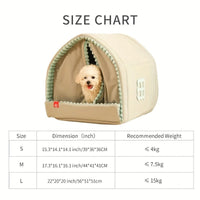 HKM-1851581 Cozy Winter Dog House with Double Door Curtain - Available in Small, Medium, and Large Sizes