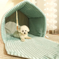 HKM-1851581 Cozy Winter Dog House with Double Door Curtain - Available in Small, Medium, and Large Sizes