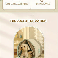 HKM-1851581 Cozy Winter Dog House with Double Door Curtain - Available in Small, Medium, and Large Sizes