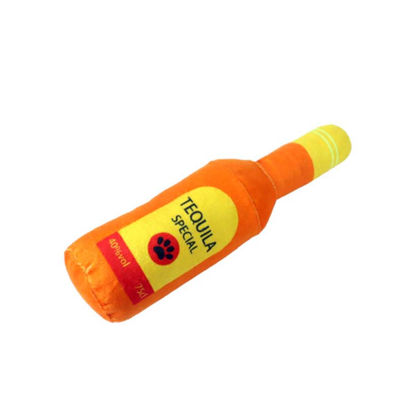 HKM-1852349 Plush Wine Bottle Pet Toy in Various Colors for Dog Fun