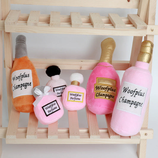 HKM-1852349 Plush Wine Bottle Pet Toy in Various Colors for Dog Fun