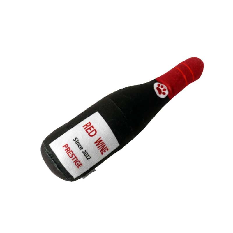HKM-1852349 Plush Wine Bottle Pet Toy in Various Colors for Dog Fun