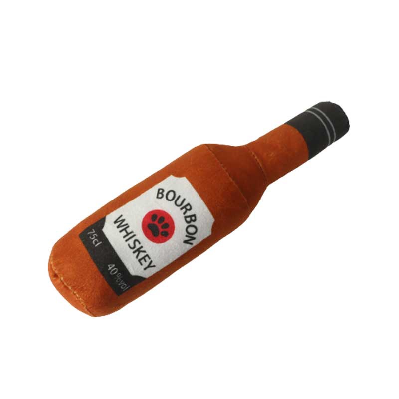 HKM-1852349 Plush Wine Bottle Pet Toy in Various Colors for Dog Fun