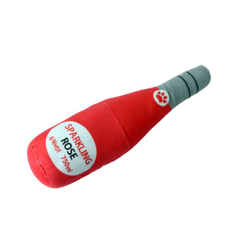 HKM-1852349 Plush Wine Bottle Pet Toy in Various Colors for Dog Fun
