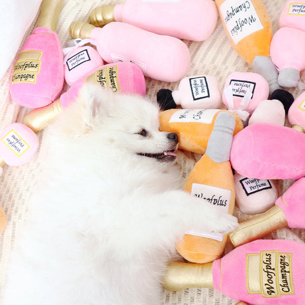 HKM-1852349 Plush Wine Bottle Pet Toy in Various Colors for Dog Fun