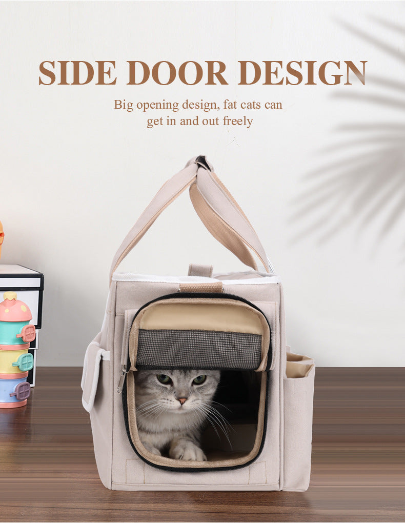 HKM-1853757 Portable Pet Backpack for Outdoor Use - Breathable, Medium-Hard Canvas Design with Large Capacity