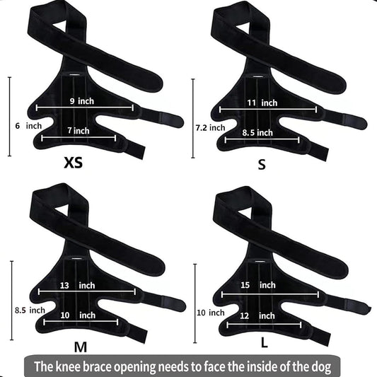 HKM-1854141 Dog Leg Injury Support Rehabilitation Belt - Black Polyester, Available in XS to L