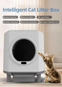 HKM-185491 Large Capacity Self-Cleaning Cat Litter Box with Smart App Control for Multiple Cats - 90L Total Closed Design