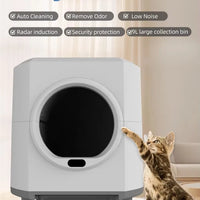 HKM-185491 Large Capacity Self-Cleaning Cat Litter Box with Smart App Control for Multiple Cats - 90L Total Closed Design