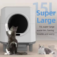 HKM-185491 Large Capacity Self-Cleaning Cat Litter Box with Smart App Control for Multiple Cats - 90L Total Closed Design
