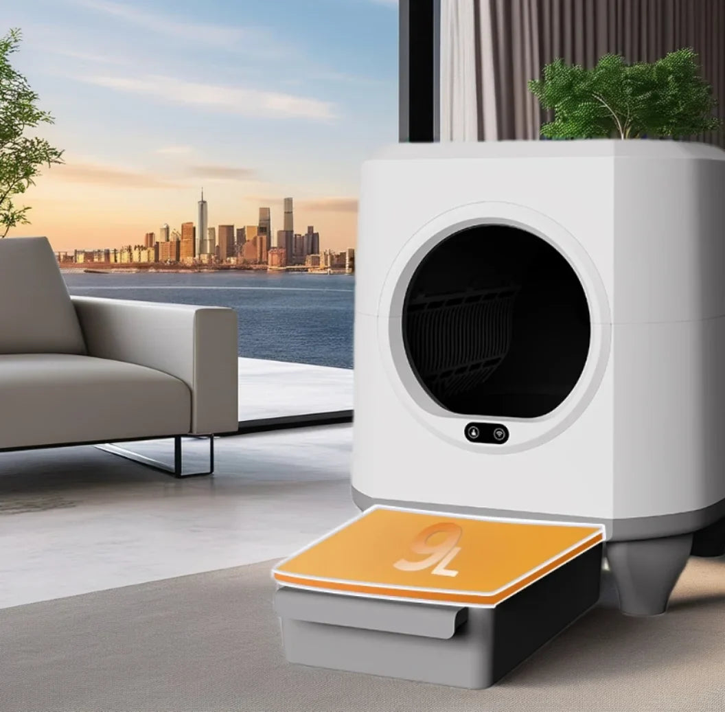 HKM-185491 Large Capacity Self-Cleaning Cat Litter Box with Smart App Control for Multiple Cats - 90L Total Closed Design