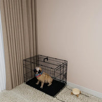 HKM-1855165 30-Inch Black Wire Dog Cage with Double Locking Mechanism, Dual Door Access, and Single Handle Design