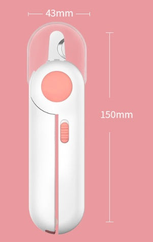 HKM-1855293 LED Pet Nail Clipper with Stainless Steel Blades - Blue/Pink, Battery Operated, for Safe Nail Trimming