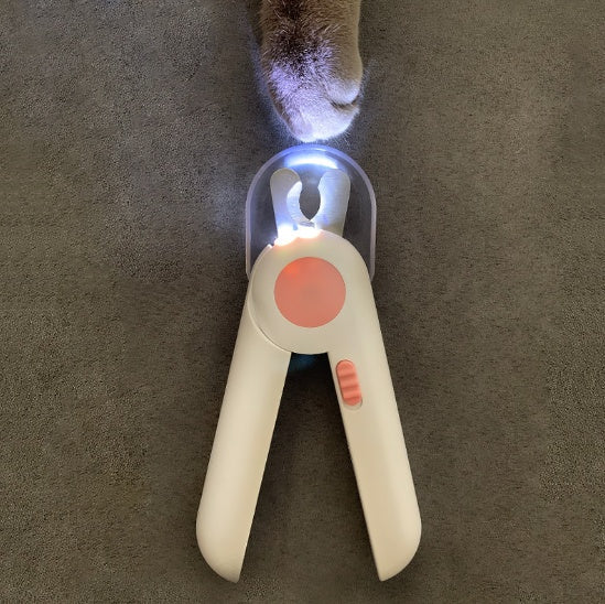 HKM-1855293 LED Pet Nail Clipper with Stainless Steel Blades - Blue/Pink, Battery Operated, for Safe Nail Trimming