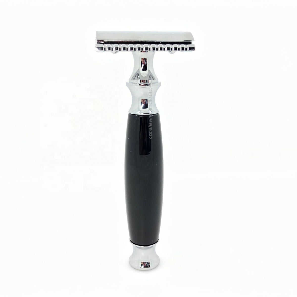 HKM-185619 Men's Manual Shaver with Black Resin Handle and Universal Double-Sided Blade