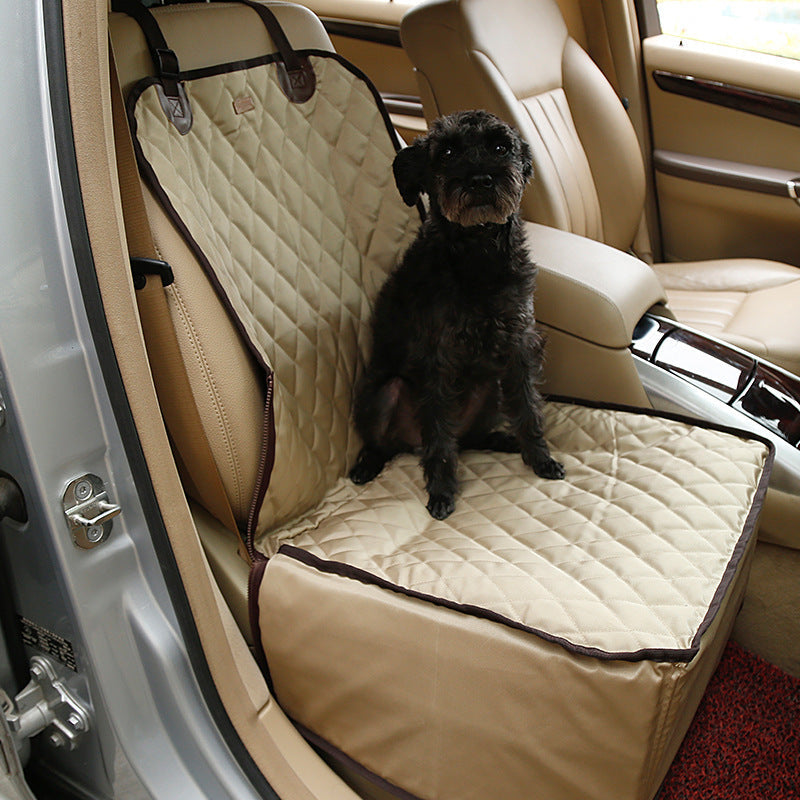 HKM-1856317 Luxury Waterproof Pet Car Mat for Front Seat - Thickened Nylon, 45x45x58cm, Available in Black, Gray, Champagne Apricot