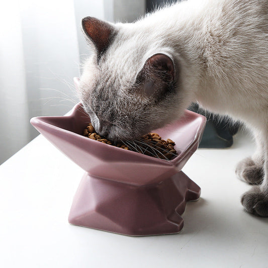 HKM-1857469 Creative Cat-Shaped Ceramic Food Bowl in Multiple Colors for Cats