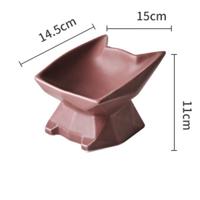 HKM-1857469 Creative Cat-Shaped Ceramic Food Bowl in Multiple Colors for Cats