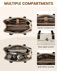 HKM-185747 Professional Waterproof Leather Laptop Tote Bag for Women - 15.6 Inch Briefcase with Clutch for Work