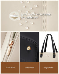 HKM-185747 Professional Waterproof Leather Laptop Tote Bag for Women - 15.6 Inch Briefcase with Clutch for Work