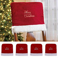 HKM-185811 Embroidered Christmas Red Chair Cover, Cloth Material, 46x40CM, Festive Decor