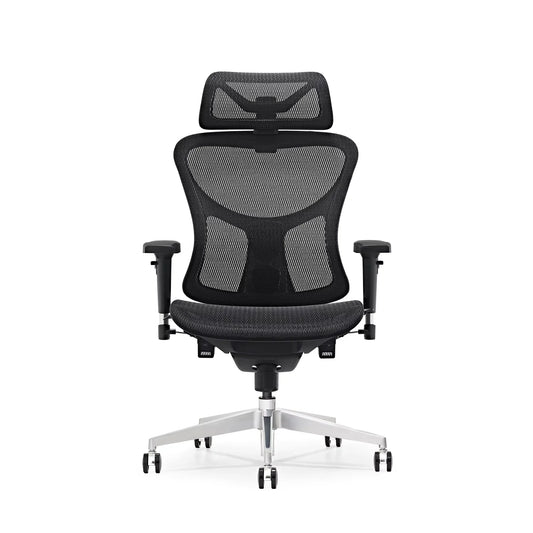 HKM-185811 Ergonomic Swivel Office Chair with PU Armrests and Mesh Back, Adjustable Reclining Executive Design