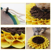 HKM-1858749 Non-Slip Sunflower Snuffle Mat for Dogs - Washable Fleece Slow Feeder for Nosework Training and Stress Relief