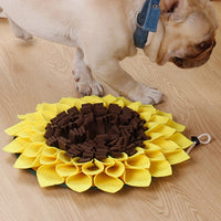 HKM-1858749 Non-Slip Sunflower Snuffle Mat for Dogs - Washable Fleece Slow Feeder for Nosework Training and Stress Relief