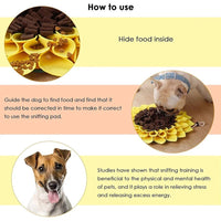 HKM-1858749 Non-Slip Sunflower Snuffle Mat for Dogs - Washable Fleece Slow Feeder for Nosework Training and Stress Relief