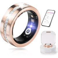 HKM-185875 Elegant Rose Gold Smart Ring with Health & Fitness Tracking, Heart Rate Monitor, Sleep Monitoring, IP68 Waterproof, Gesture Control