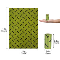 HKM-1859517 Degradable Dog Poop Bags - 18 Rolls in Military Green with Black Bone Design