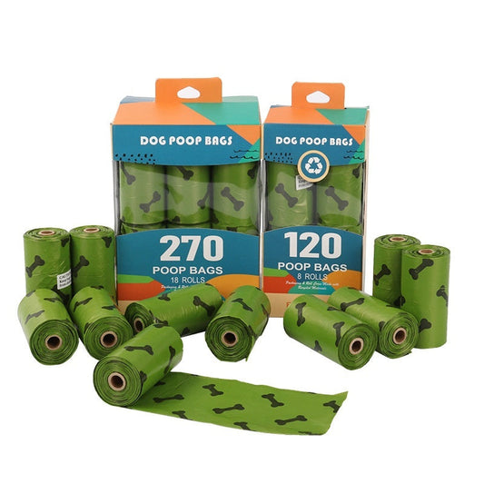 HKM-1859517 Degradable Dog Poop Bags - 18 Rolls in Military Green with Black Bone Design