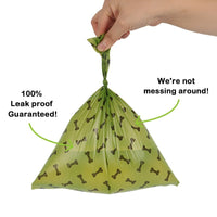 HKM-1859517 Degradable Dog Poop Bags - 18 Rolls in Military Green with Black Bone Design