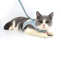 HKM-1859645 Korean Style Grid Pet Harness for Small and Medium Dogs with Hand Holding Rope - Available in Blue, Brown, Pink, Gray