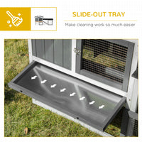 HKM-1860925 Wooden Rabbit Hutch with Run, Tray, and Ramp for Small Pets in White