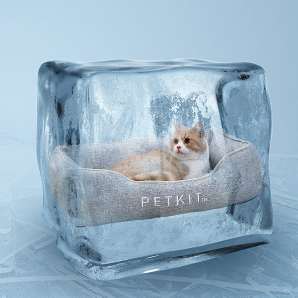 HKM-1861309 Cooling Pet Mattress for Dogs & Cats - Removable Ice Pad, Gray, Multiple Sizes Available
