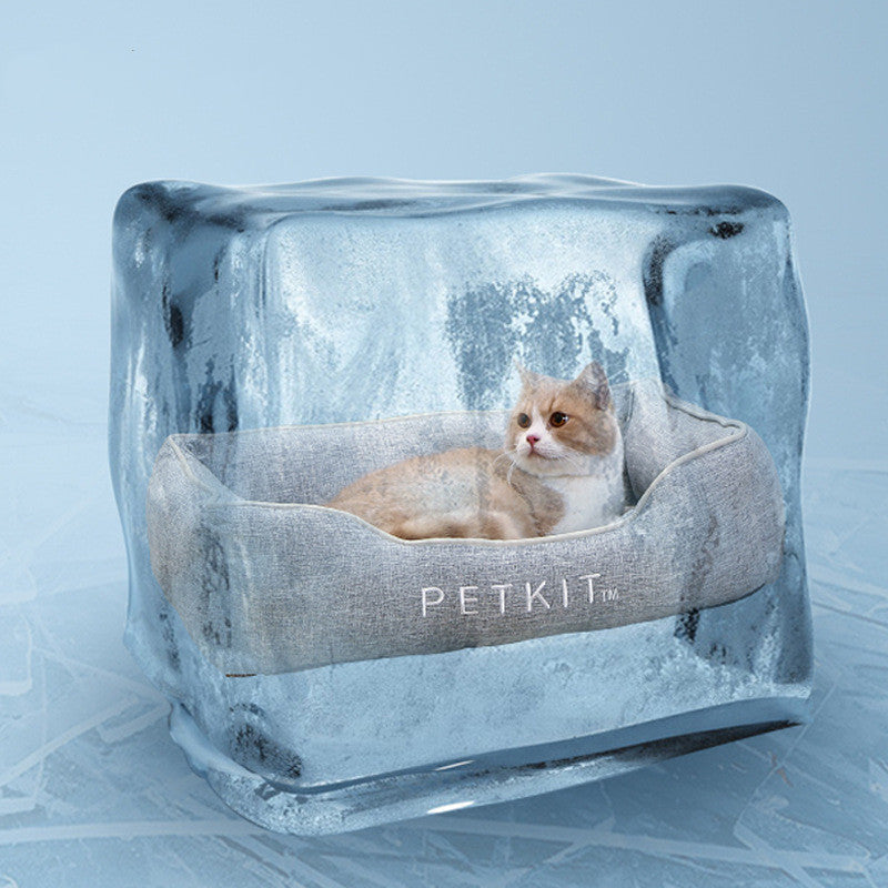 HKM-1861309 Cooling Pet Mattress for Dogs & Cats - Removable Ice Pad, Gray, Multiple Sizes Available