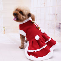 HKM-1861437 Cozy Red Fleece Christmas Skirt for Dogs - Warm Pet Dress for Autumn and Winter