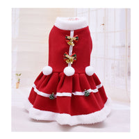 HKM-1861437 Cozy Red Fleece Christmas Skirt for Dogs - Warm Pet Dress for Autumn and Winter