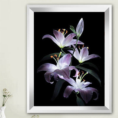 HKM-186195 Flower 5D Diamond Painting Kit with Resin Square Drill on Blended Cloth