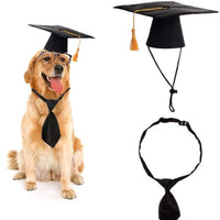 HKM-1862077 Dog Graduation Cap and Adjustable Tie Set for Small and Medium Pets